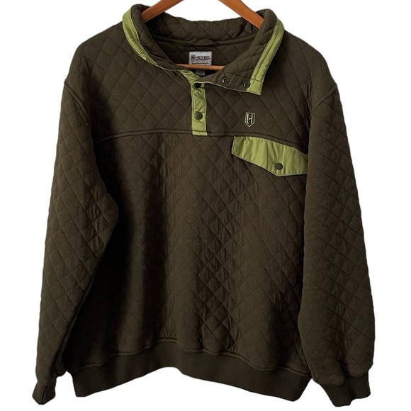 HEYBO Hermitage Quarter Snap Green Quilted Pullover Size Large - Picture 1 of 10